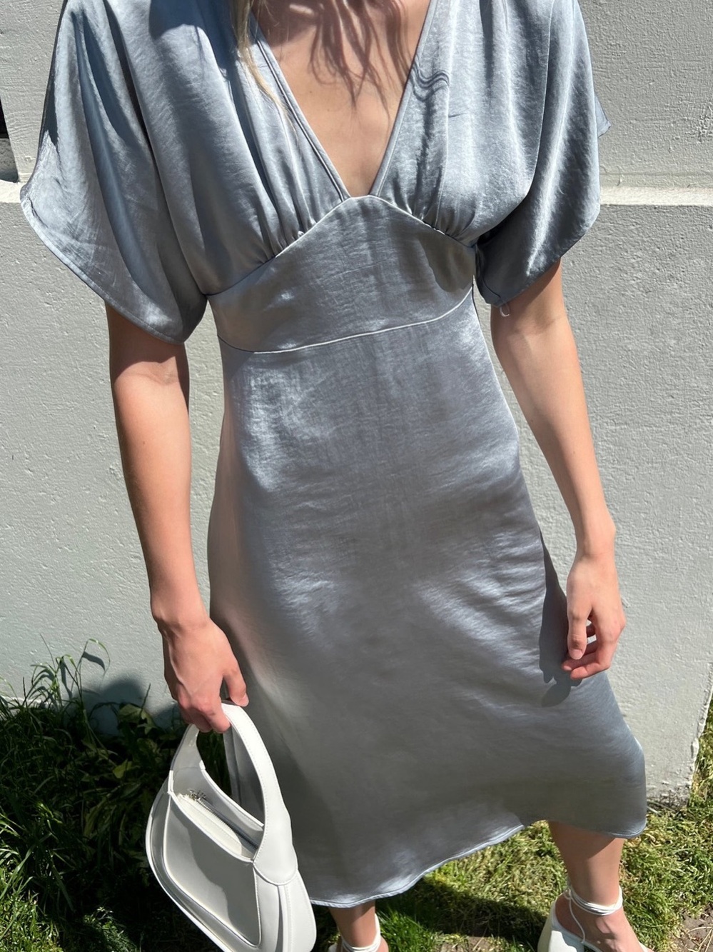 Oak + Fort Gray Midi Dress Size Small